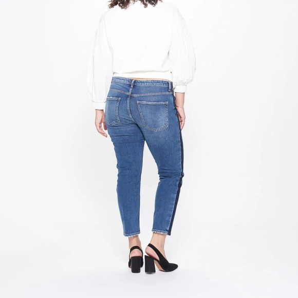 NWT Silver Jeans Vintage Slim Mid Rise Dark Wash Tuxedo Stripe Jeans - Picture 10 of 13